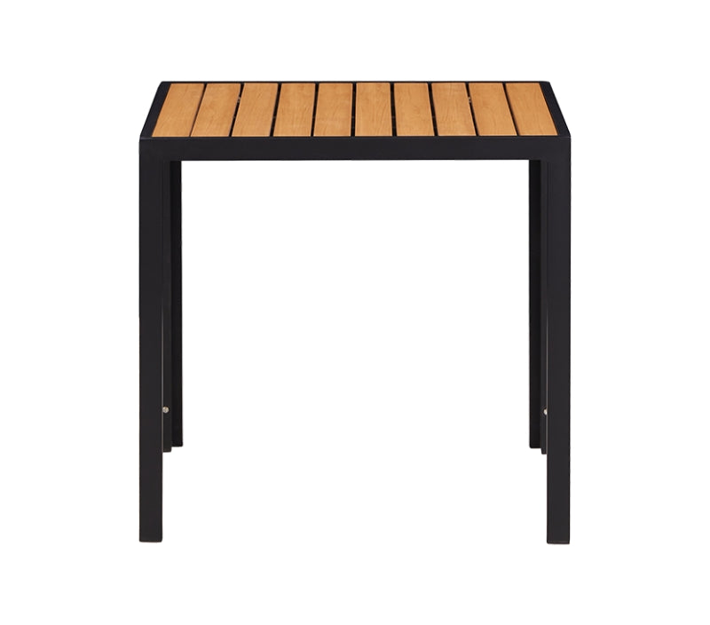 Outdoor Aluminum Table Finish Natural with Imitation Teak Slats