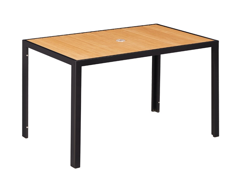 Outdoor Aluminum Table Finish Natural with Imitation Teak Slats