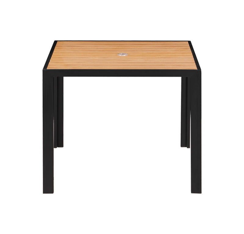 Outdoor Aluminum Table Finish Natural with Imitation Teak Slats