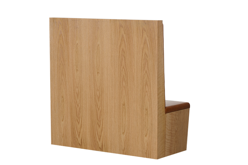 Nature Wood Trim Booth with Brown Vinyl Seats.