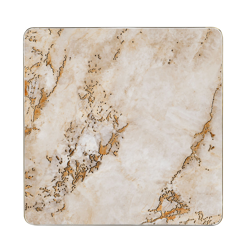 Golden Sintered Stone Table Top with Gold Stainless Steel Edge