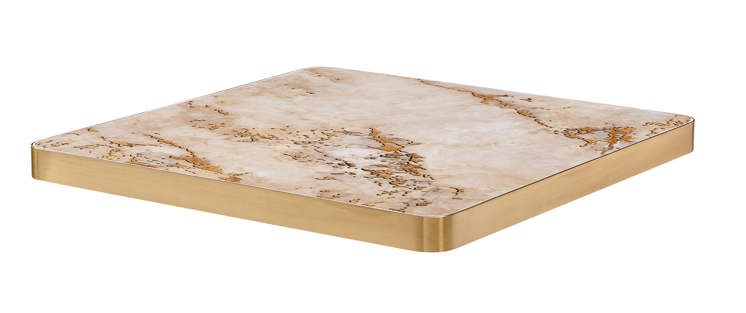 Golden Sintered Stone Table Top with Gold Stainless Steel Edge