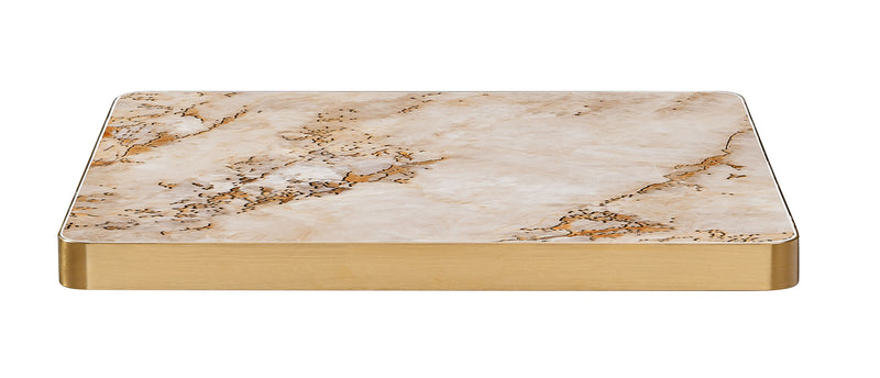 Golden Sintered Stone Table Top with Gold Stainless Steel Edge