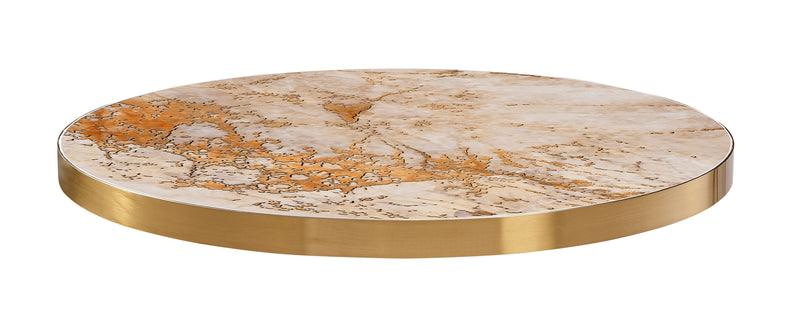 Golden Sintered Stone Table Top with Gold Stainless Steel Edge