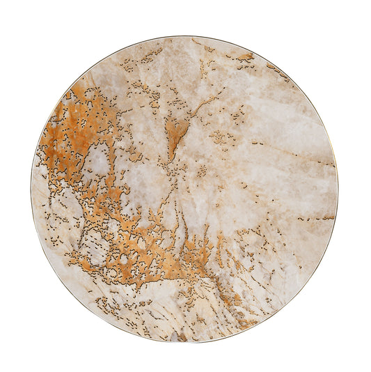 Golden Sintered Stone Table Top with Gold Stainless Steel Edge