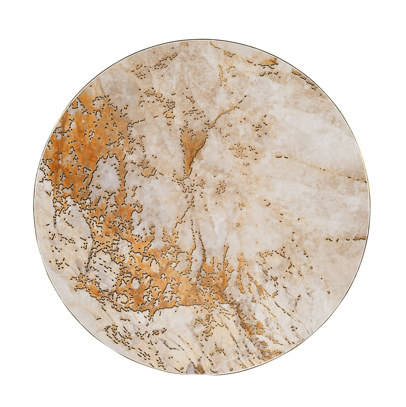 Golden Sintered Stone Table Top with Gold Stainless Steel Edge