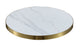 Snow White Marble Sintered Stone Matte Table Top with Gold Stainless Steel Edge