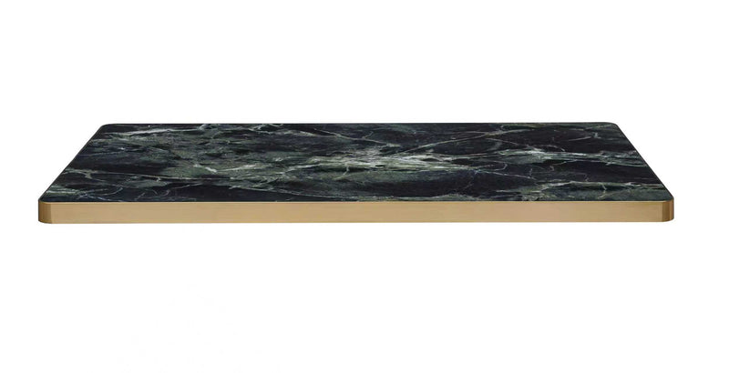 Amazon Emerald Sintered Stone Table Top W/ Gold Stainless Steel Edge