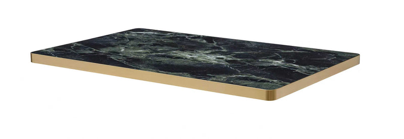 Amazon Emerald Sintered Stone Table Top W/ Gold Stainless Steel Edge