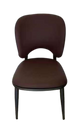 indoor metal chair with brown back and seat