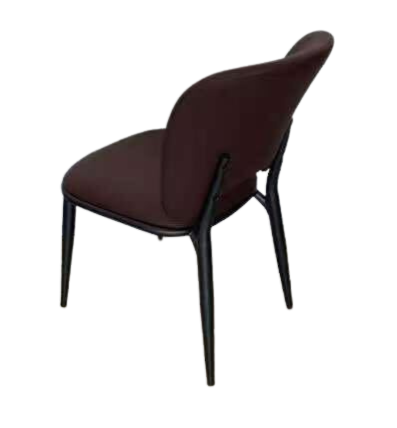 indoor metal chair with brown back and seat