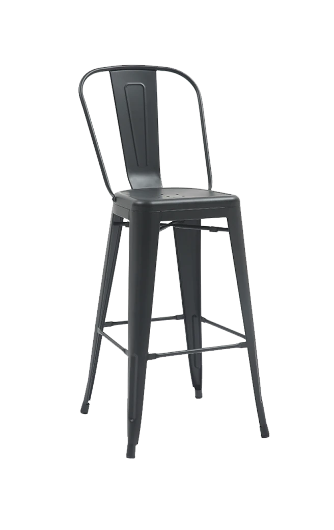 Barstool of Black Steel Dining Chair Industrial Style