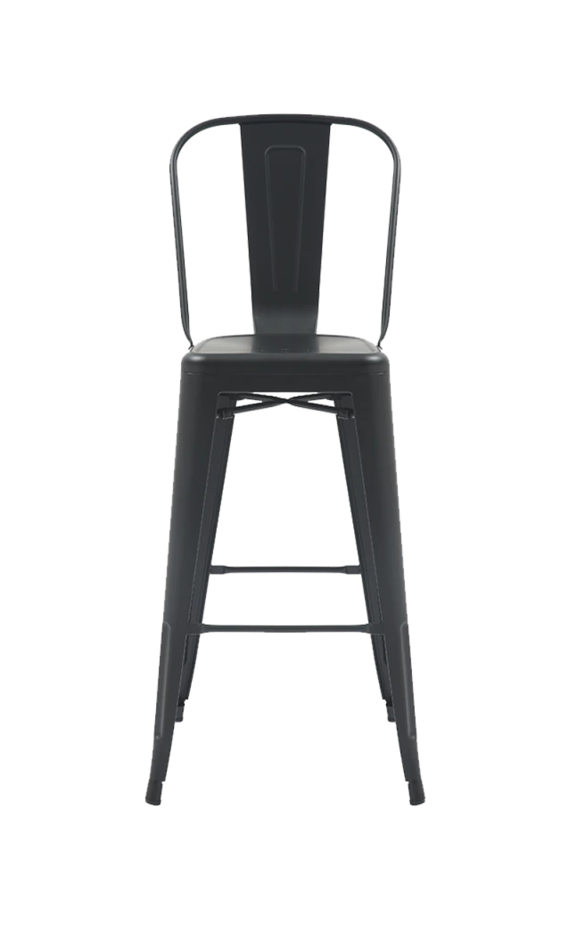 Barstool of Black Steel Dining Chair Industrial Style