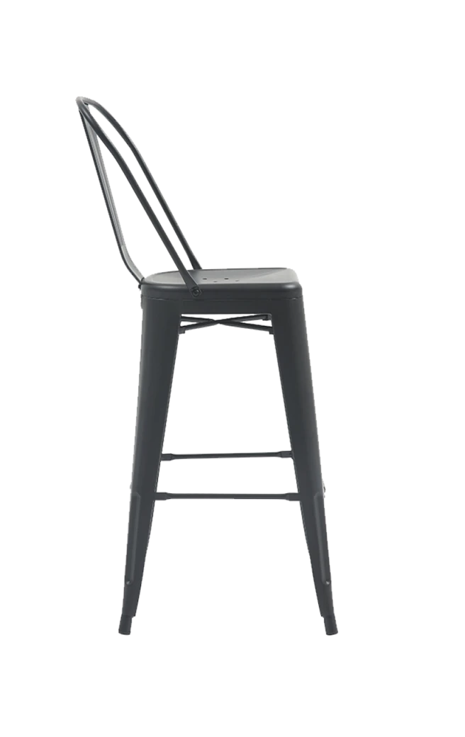 Barstool of Black Steel Dining Chair Industrial Style