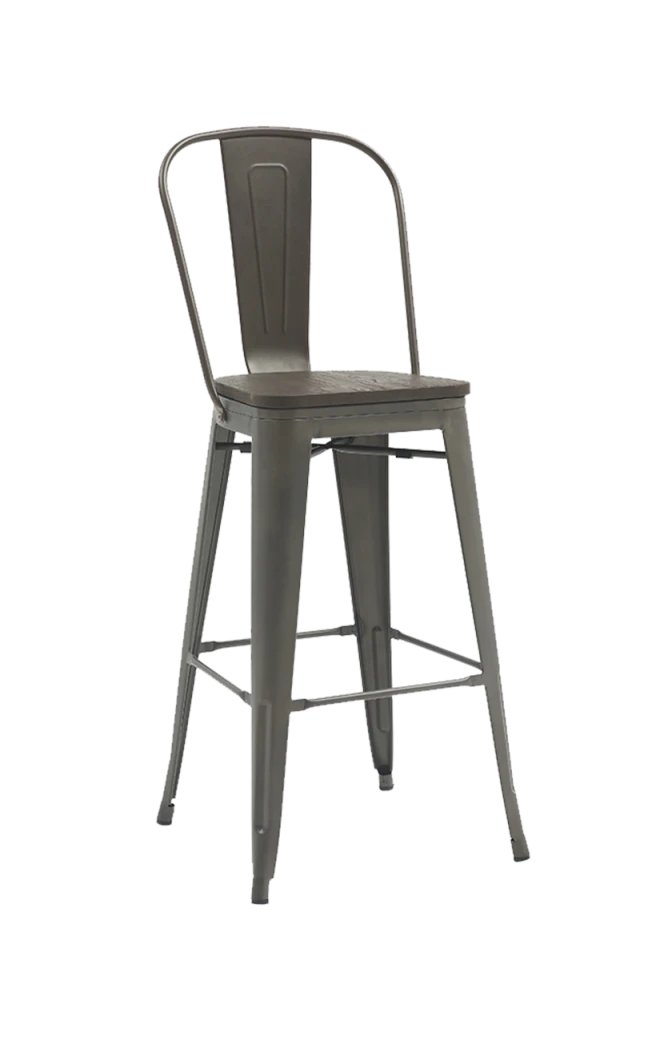 Barstool of Gun Metal Dining Chair Industrial Style