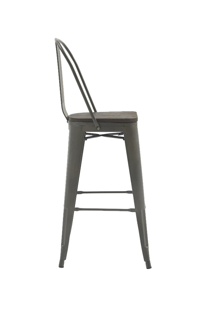 Barstool of Gun Metal Dining Chair Industrial Style
