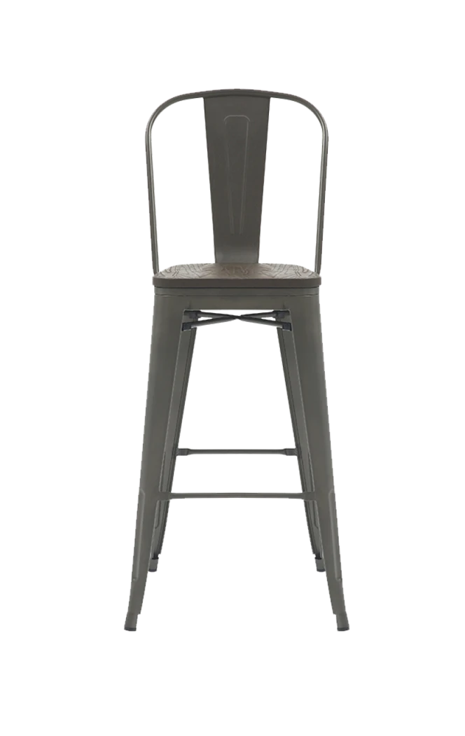 Barstool of Gun Metal Dining Chair Industrial Style