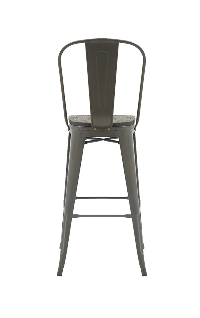 Barstool of Gun Metal Dining Chair Industrial Style