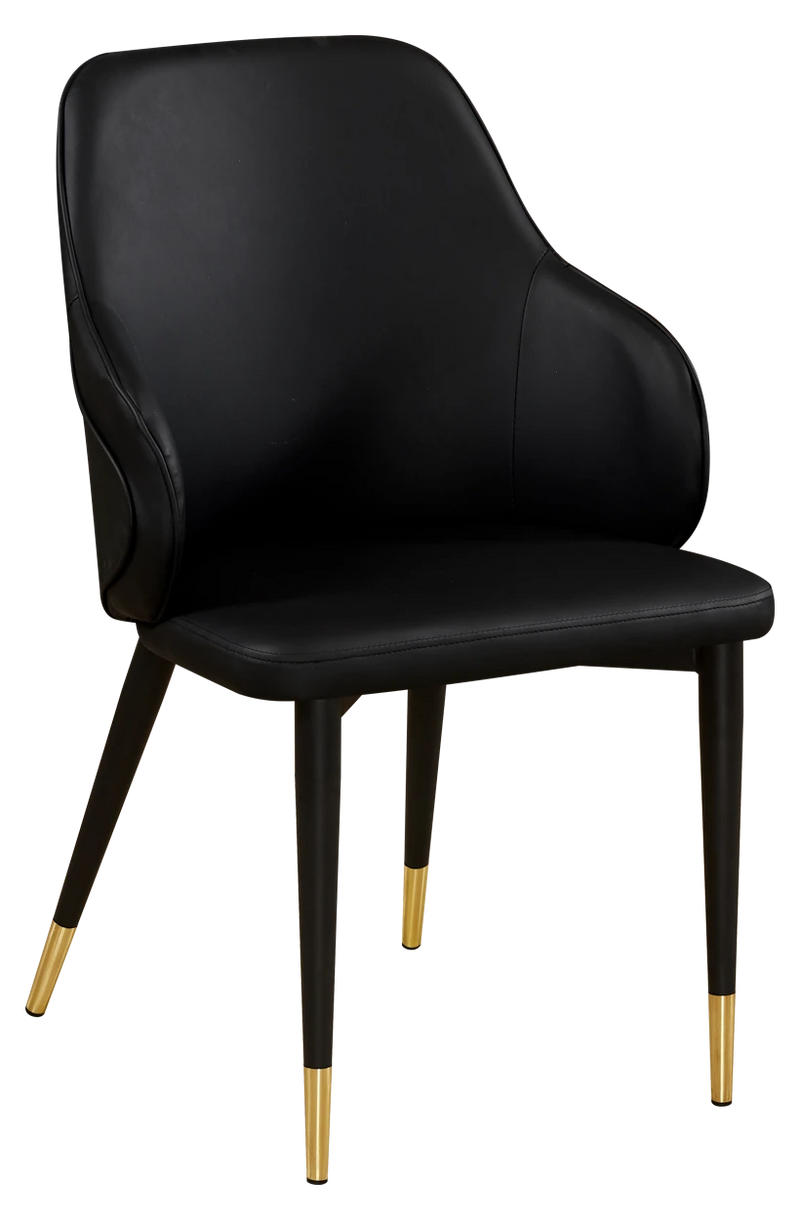 Black Steel Chair and Golden Base with Black Vinyl Back & Seat