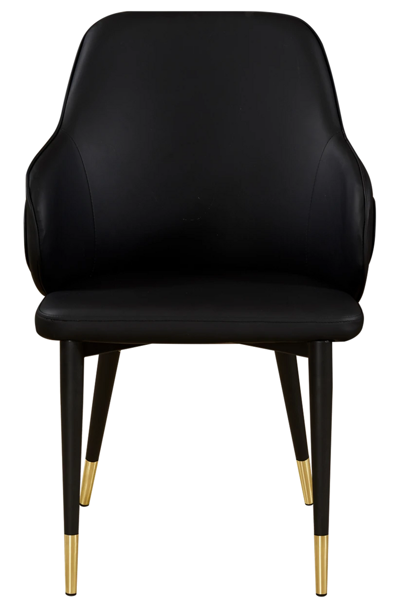 Black Steel Chair and Golden Base with Black Vinyl Back & Seat