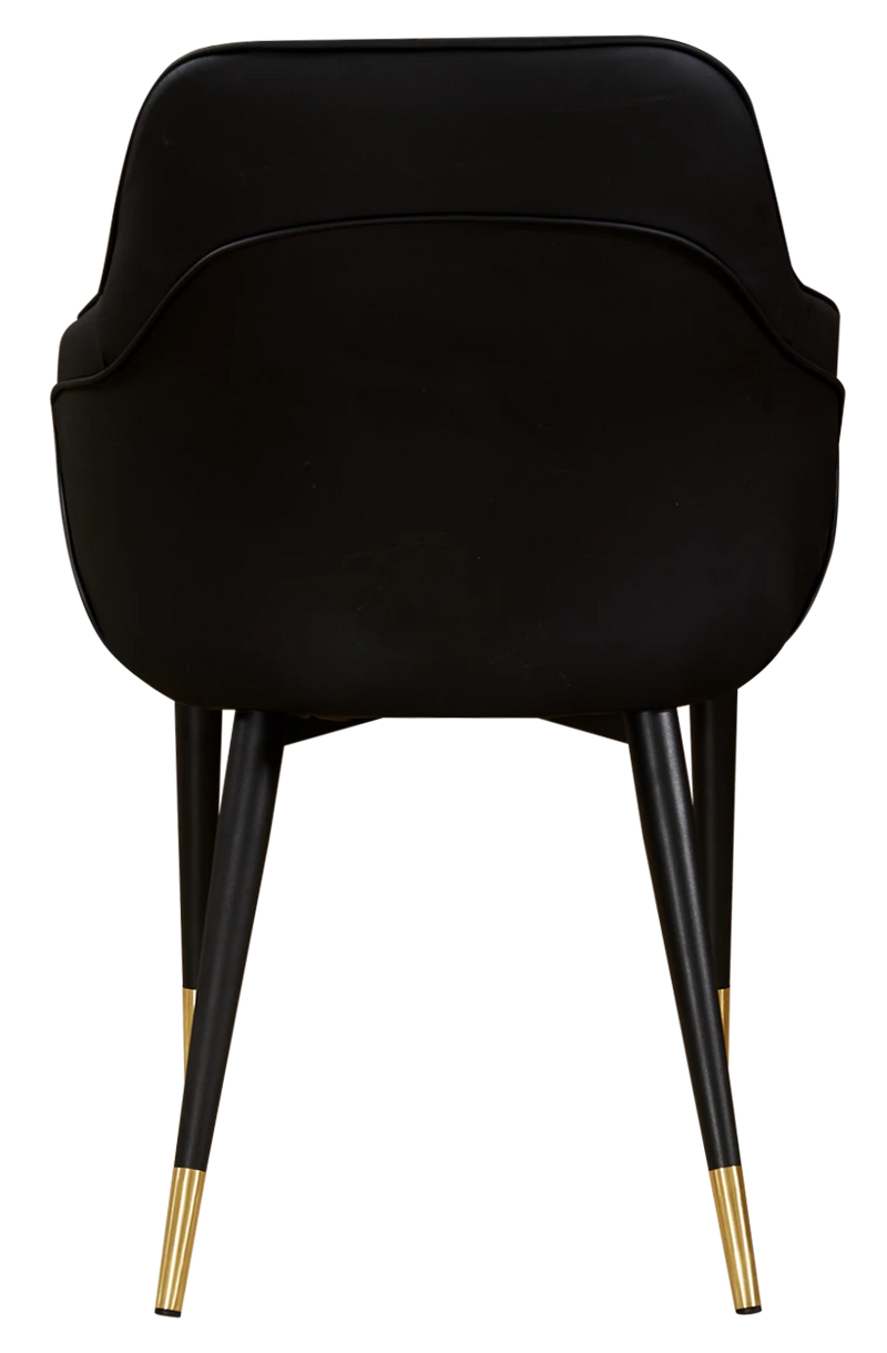 Black Steel Chair and Golden Base with Black Vinyl Back & Seat