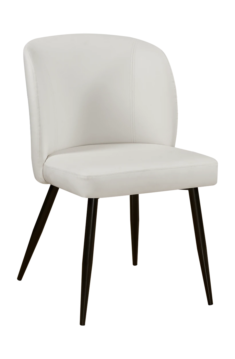 Fashion Indoor Black Steel Chair with Vinyl Seat and Back in White
