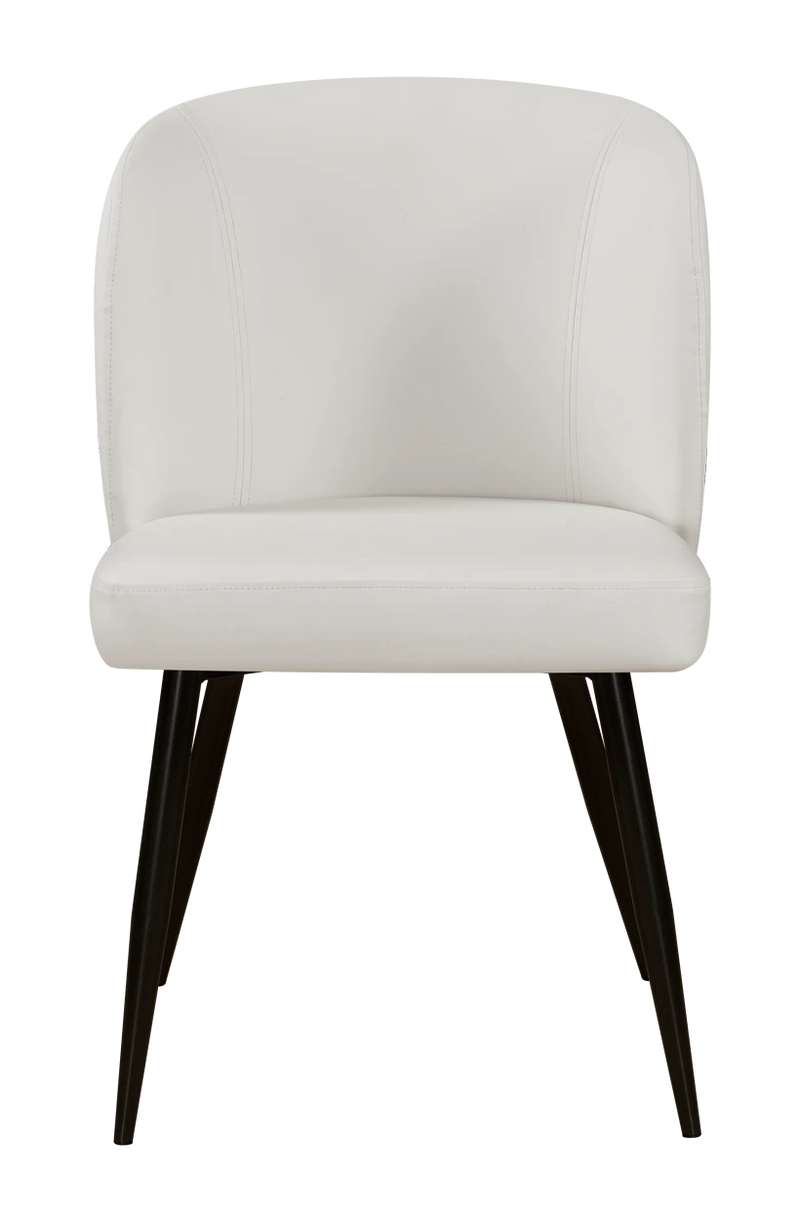 Fashion Indoor Black Steel Chair with Vinyl Seat and Back in White