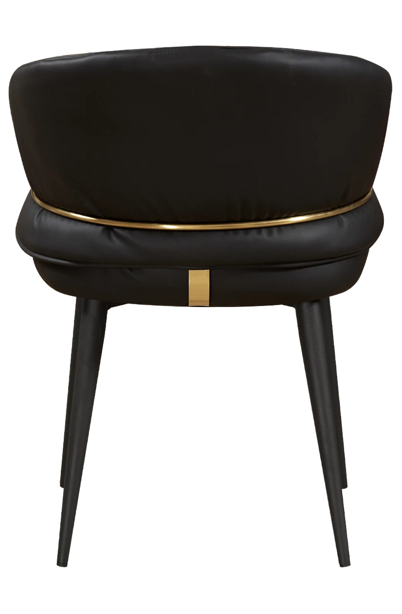 Golden Metal Arm and Black Frame Chair with Black Vinyl Seat & Back