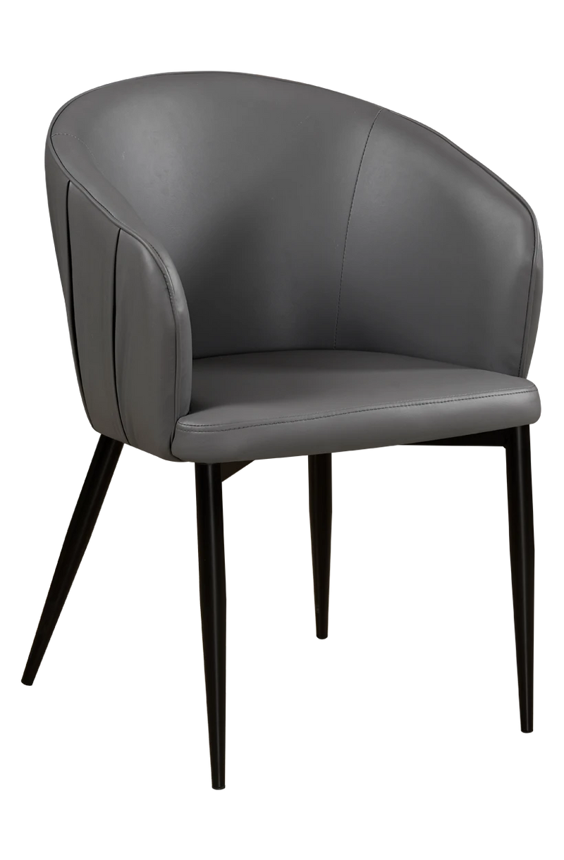 Grey PU Leather Chair with Steel Legs