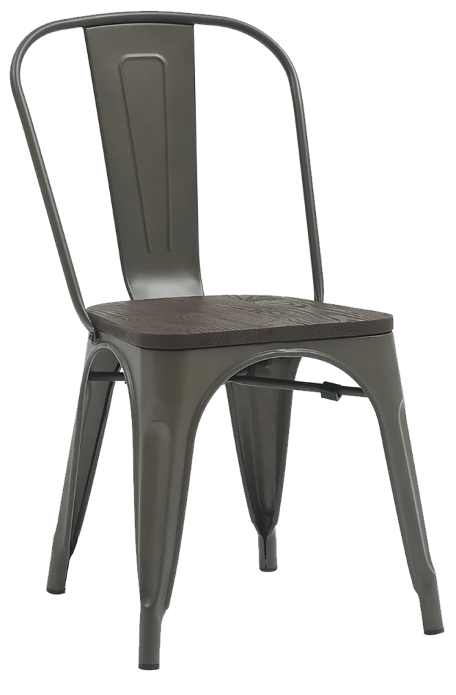 Gun Metal Dining Chair Industrial Style with Elmwood Seat