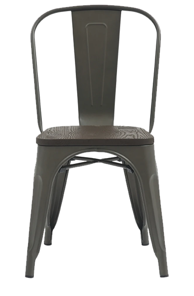 Gun Metal Dining Chair Industrial Style with Elmwood Seat