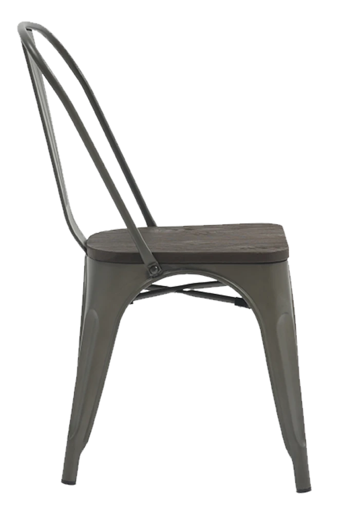 Gun Metal Dining Chair Industrial Style with Elmwood Seat