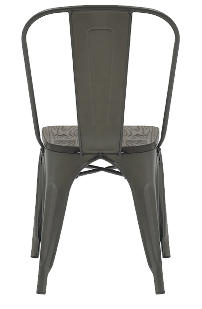 Gun Metal Dining Chair Industrial Style with Elmwood Seat