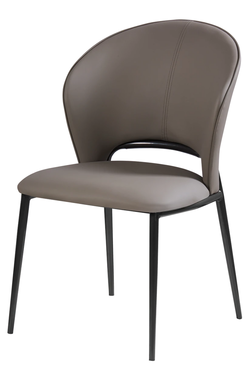 Indoor Black Steel Chair with Gray Vinyl Seat