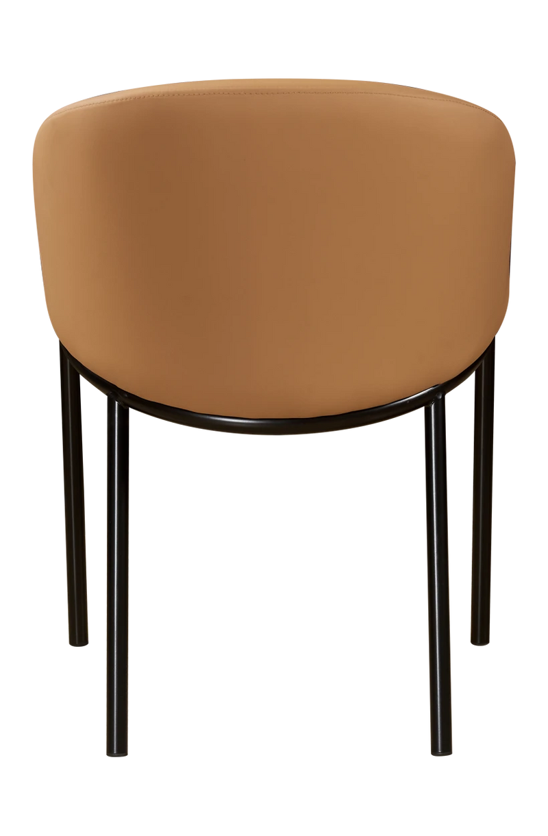 Indoor Black Steel Chair with Vinyl Seat and Back in Brown