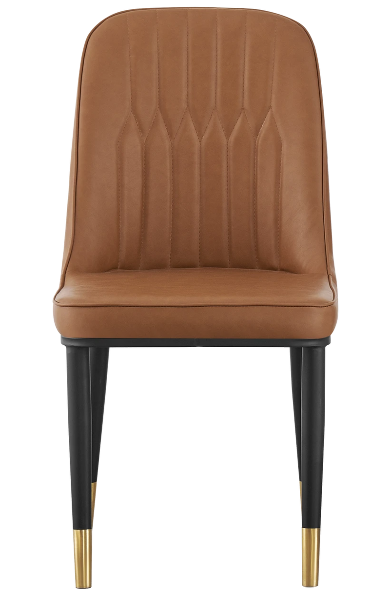Indoor Black Steel Chair with Vinyl Seat and Back in Brown