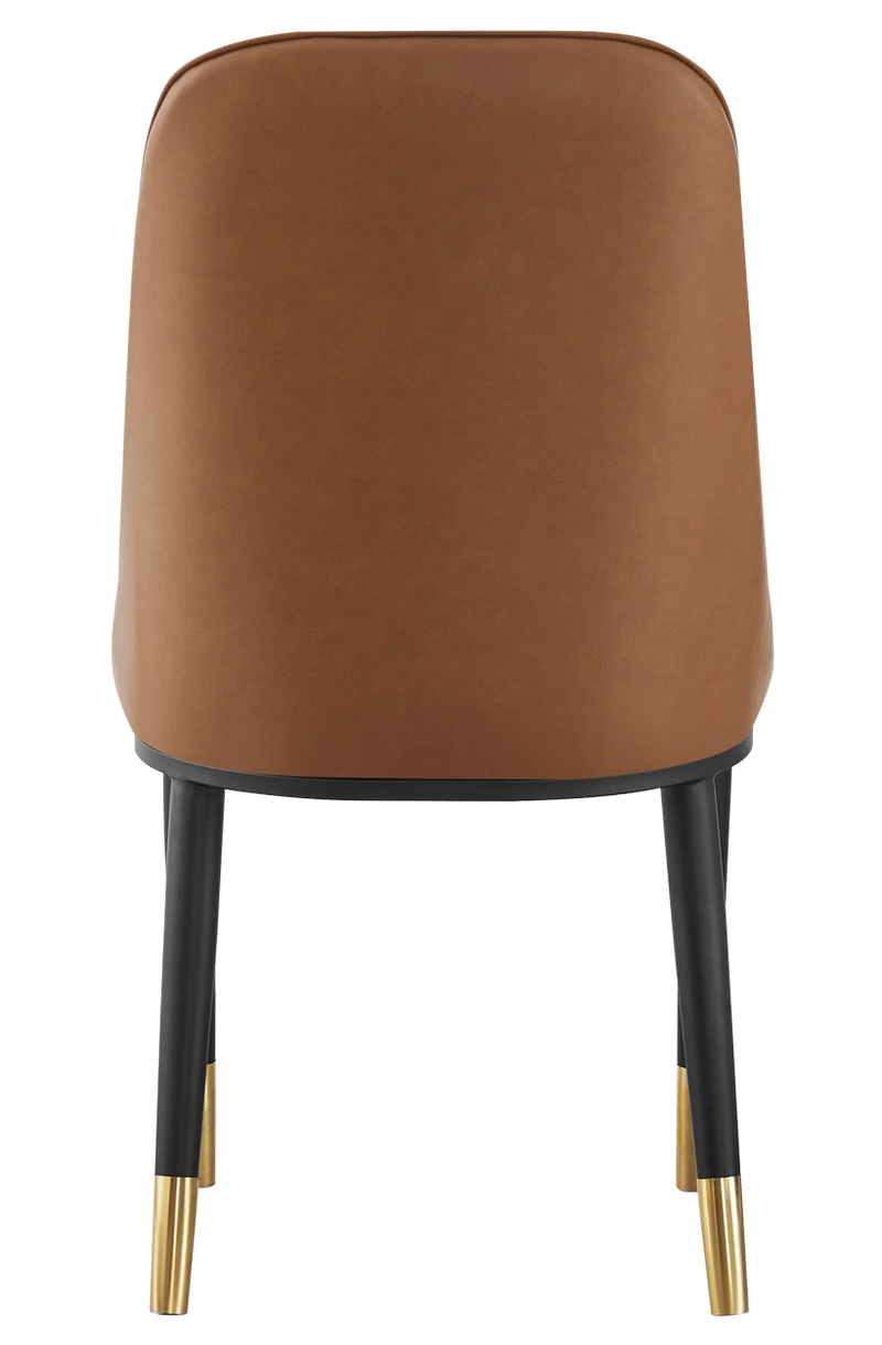 Indoor Black Steel Chair with Vinyl Seat and Back in Brown