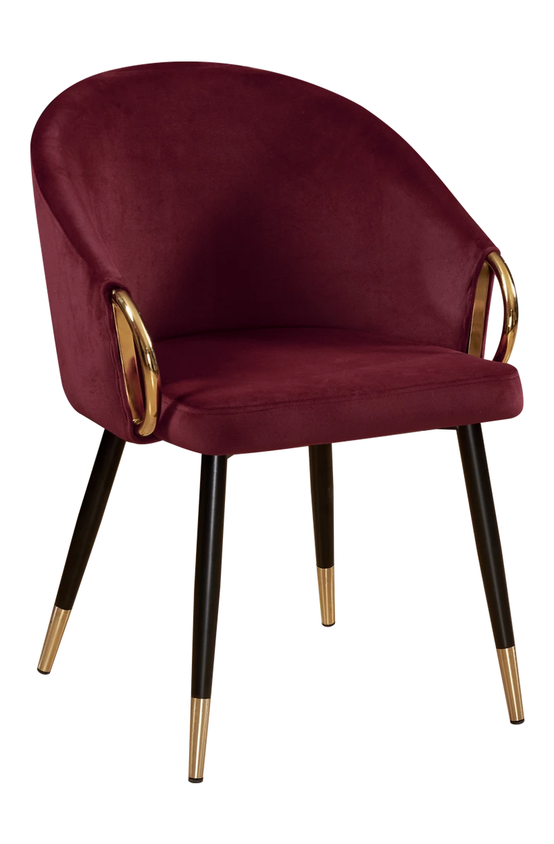 Indoor Black Steel Chair with Vinyl Seat and Back in Red