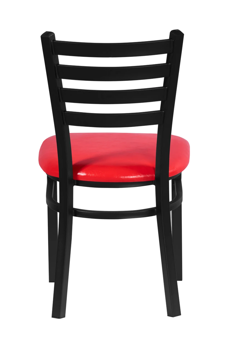 Indoor Black Steel Ladder Back Chair w/ Vinyl Seat