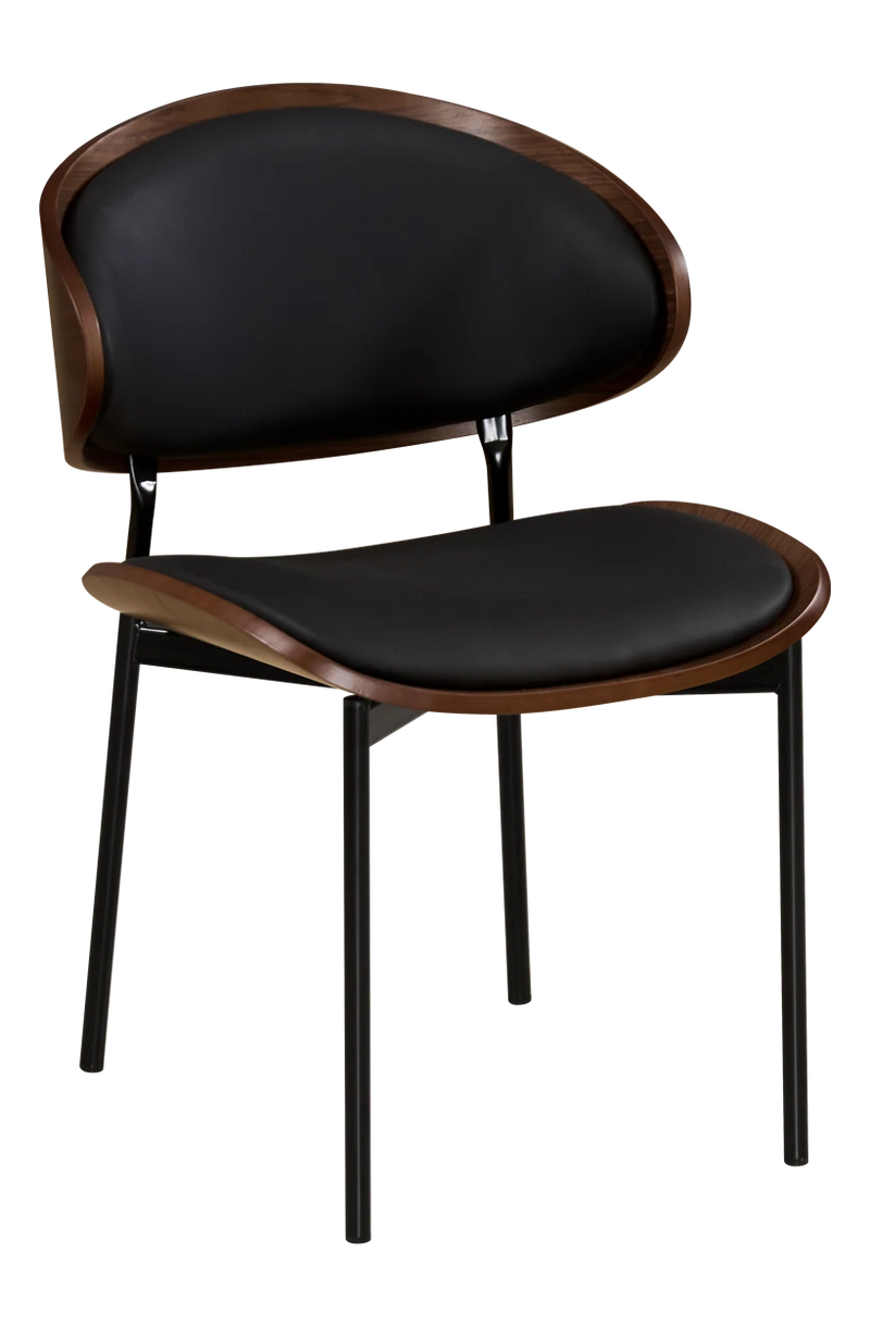 Indoor Modern Black Metal Chair with Black Cushioned Seat and Back