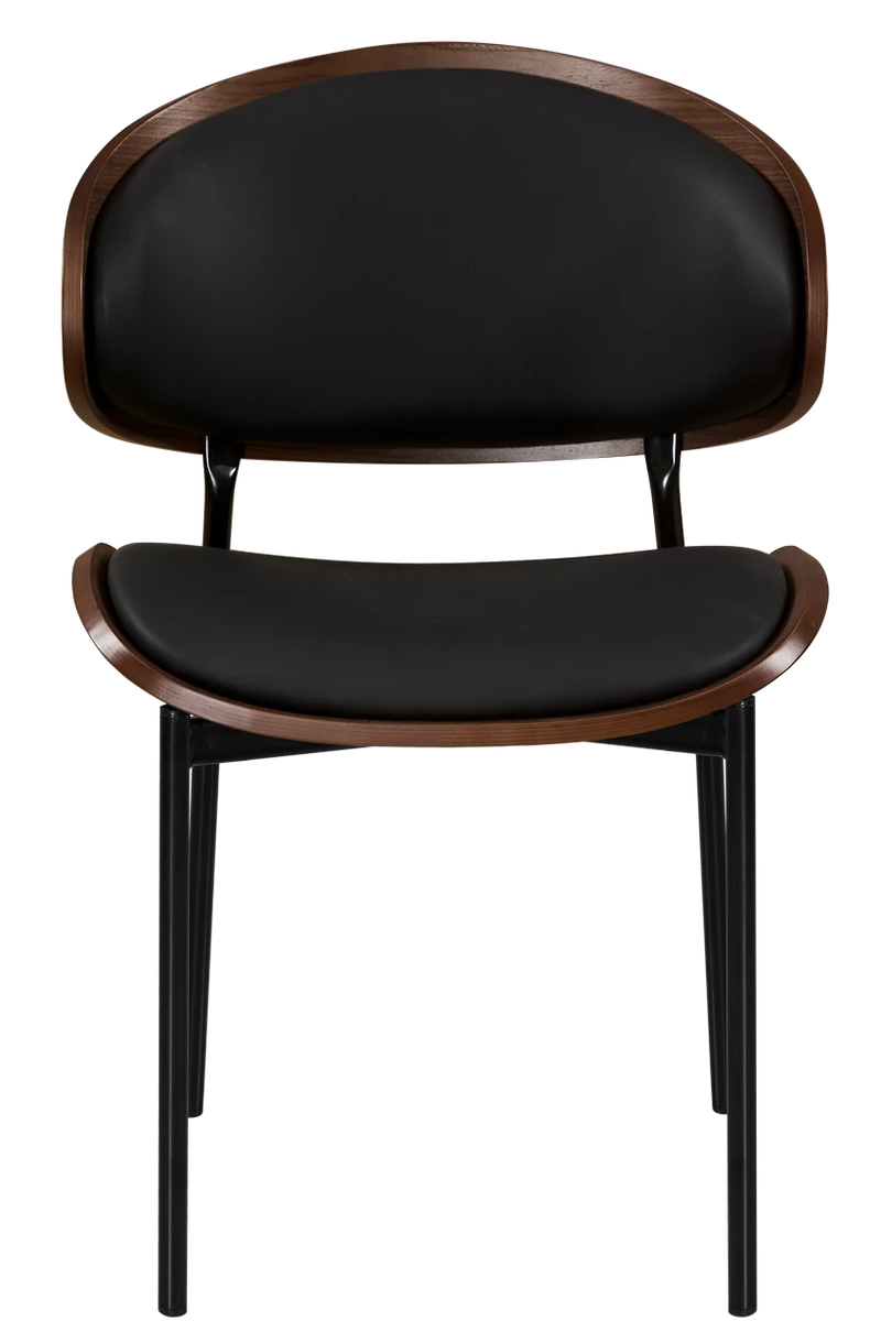 Indoor Modern Black Metal Chair with Black Cushioned Seat and Back
