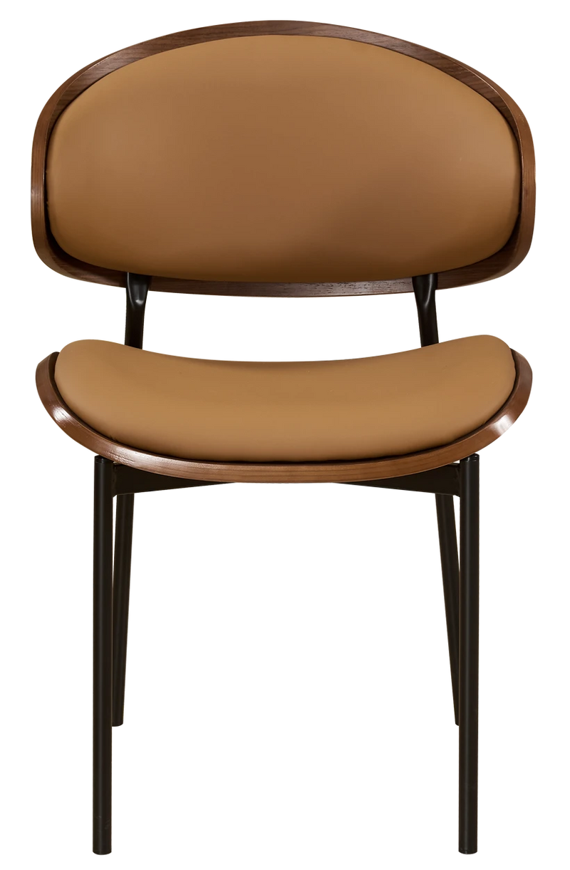 Indoor Modern Black Metal Chair with Brown Cushioned Seat and Back