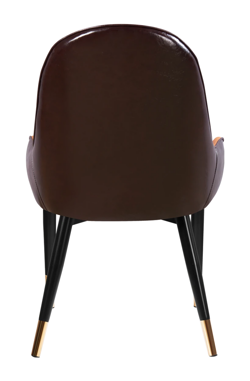 Indoor Vintage Steel Chair with Orange Vinyl Seat and Brown Back