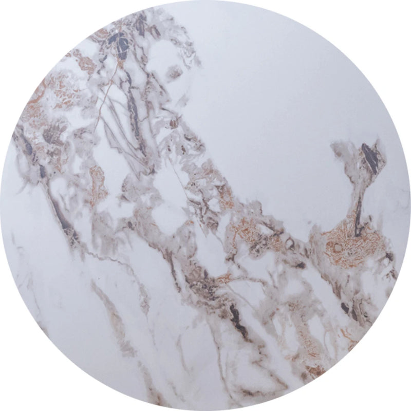 Marble White Sintered Stone Table Top with "Smoky Ink" Design