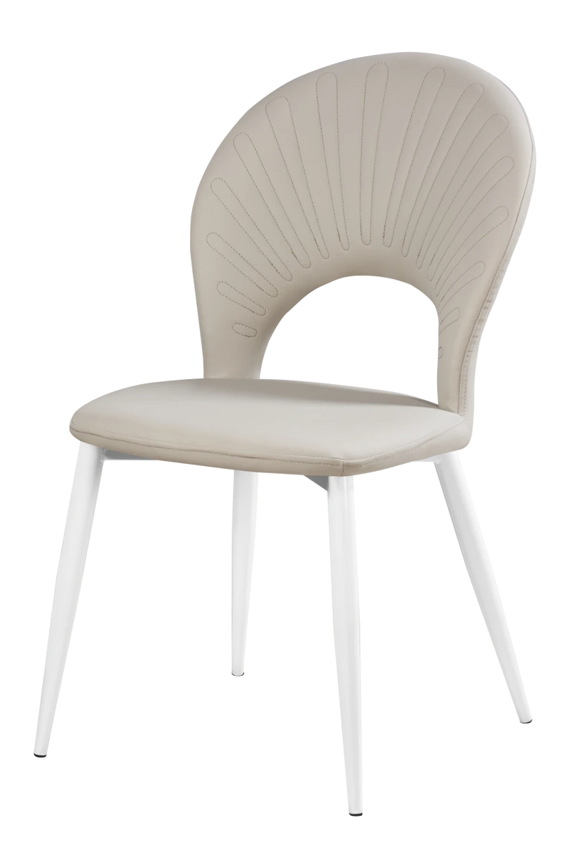 White Steel Chair w/ Beige Vinyl Back & Seat