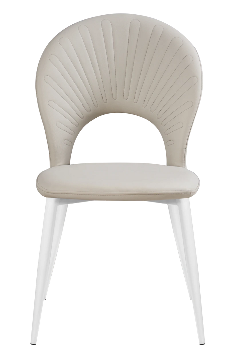 White Steel Chair w/ Beige Vinyl Back & Seat
