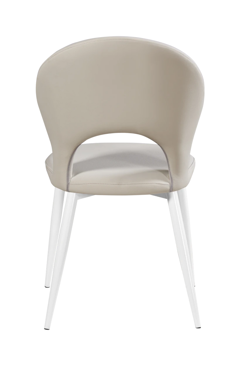 White Steel Chair w/ Beige Vinyl Back & Seat