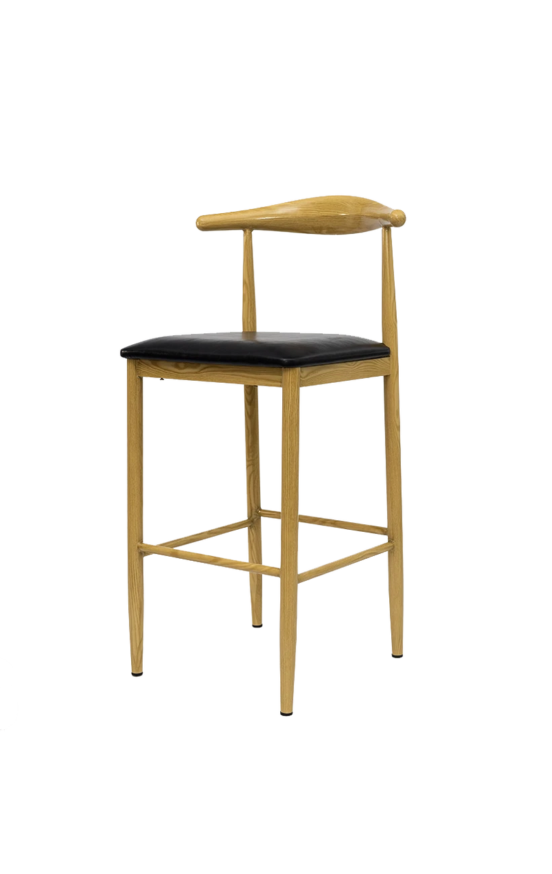 Natural Wood Grain OX Barstool with Black Seat