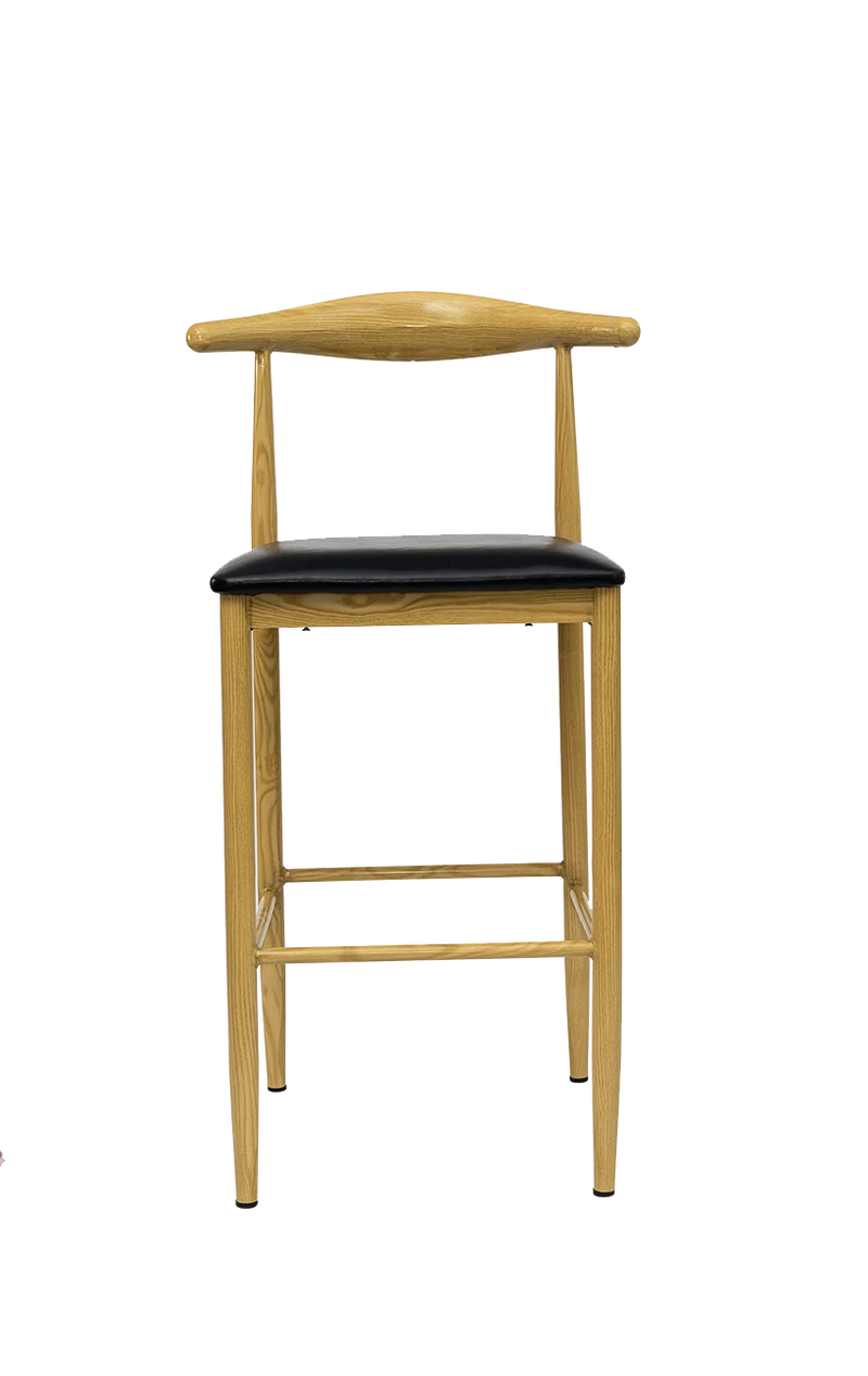 Natural Wood Grain OX Barstool with Black Seat