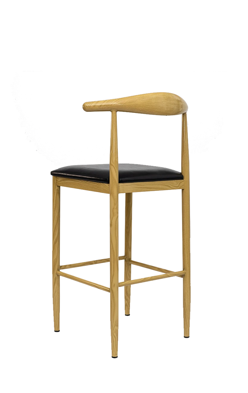 Natural Wood Grain OX Barstool with Black Seat